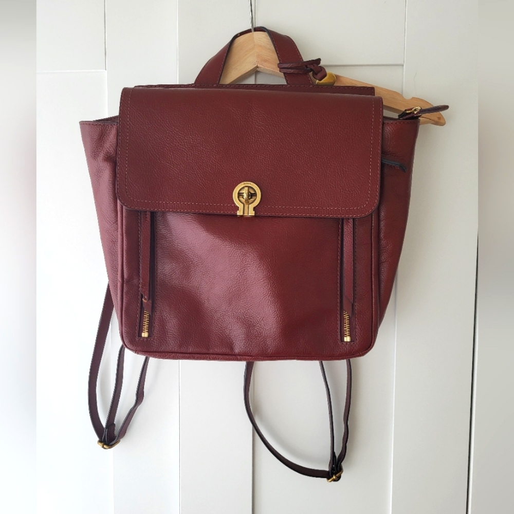 Fossil leather backpack